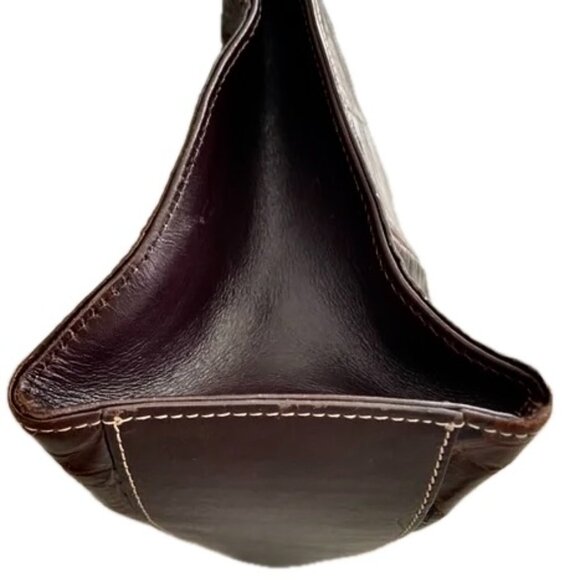 Brighton Hobo Shoulder Tote Bag in Croc Embossed Chocolate Brown Leather - Picture 6 of 12